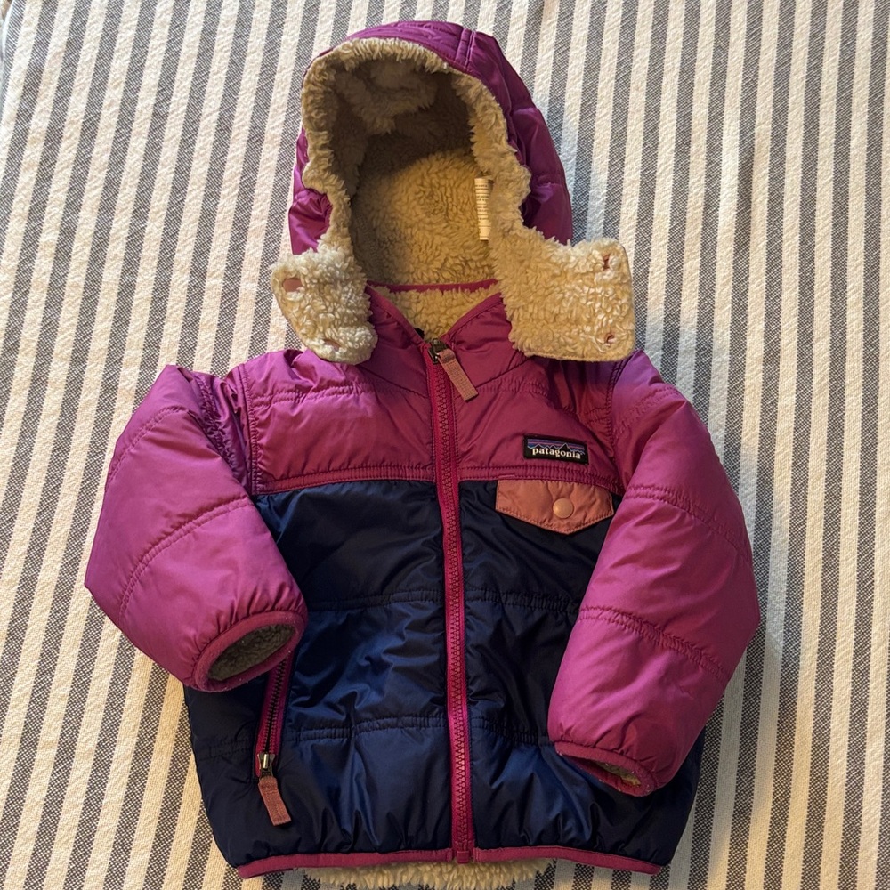 Patagonia Fuchsia and Navy Hooded Jacket 2T